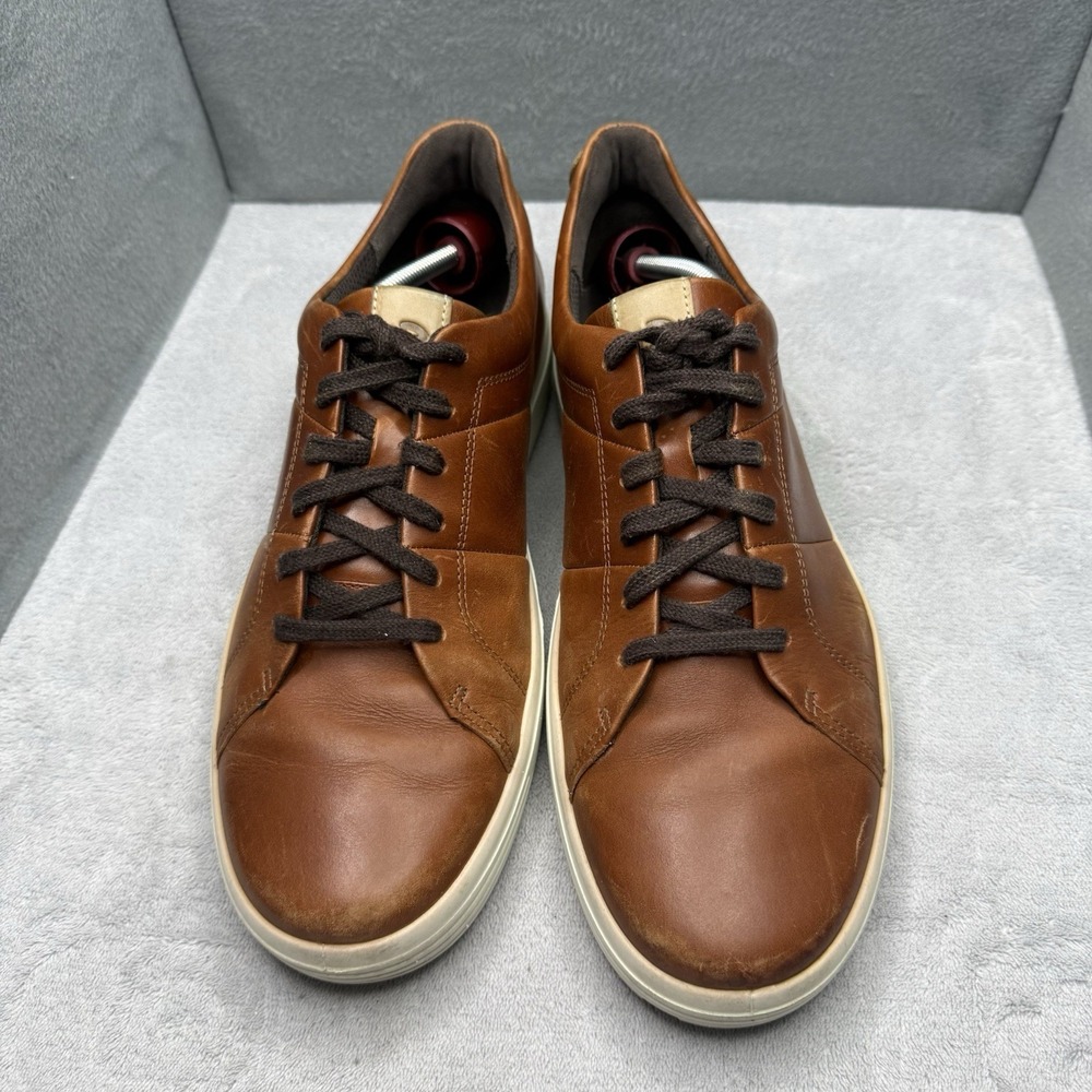ECCO Soft 7 Leather Sneakers Cognac Brown Men's Size 46 EU 12-12.5 US 430004